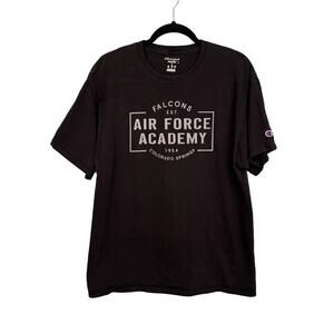 Air Force Academy T-Shirt Men Large Black USAF Falcons Colorado Springs Champion